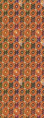 Altın çiçekli, pürüzsüz desen. Damask arkaplanı. Kahverengi renkte altın bir element. Barok tarzında altın çiçekli süs..