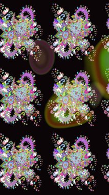 Vadinin çiçekleri siyah renklerde. Raster çiçek desenleri çiziyor..