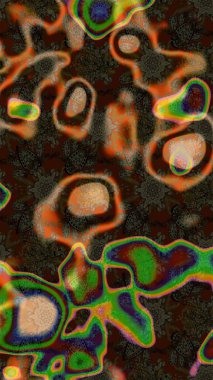 Kahverengi, gri ve yeşil renklerde. Raster illüstrasyonu. Çiçek buketleriyle klasik tarzda eskiz deseni.