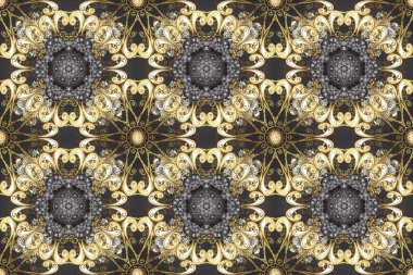 Raster klasik, gri, bej ve kahverengi renklerde, kusursuz desen. Barok tarzında kusursuz bir doğulu süsü..