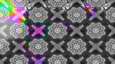 Düz Çiçek Elementleri Tasarımı. Raster illüstrasyonundaki çiçek desenli çizim. Gri ve nötr renkte çiçekler. Renkli Bahar Teması çizim şablonu.