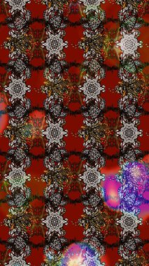 Vadinin çiçekleri kahverengi, kırmızı ve gri renklerde. Çiçeksel çizim kalıbının çizimi.