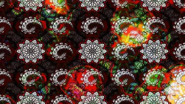 Raster illüstrasyonu. Şirin çiçek elementleri. Siyah ve kahverengi renkte çiçekler. Çizim.