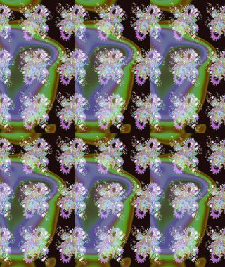 Çiçek desenli raster, yeşil ve gri çizgi grafik desenli soyut raster arkaplan. Modern stil dokusu.