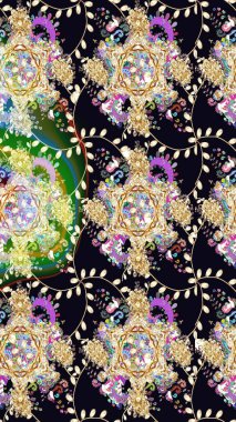 Siyah renkli çiçekler. Kumaş desenli papatya çiçekleri ayrıntıları.