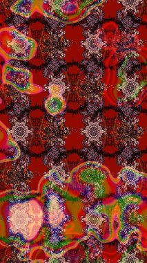 Modern stil dokusu. Çiçek desenli raster, kırmızı çizgi grafik deseni soyut raster arkaplan.