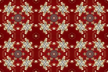 Davetiyeler, kartlar, web sayfası için Raster illüstrasyon. Altın desenli çiçek dekoru. Altın element kırmızı, kahverengi ve bej renklerde. Doğu tarzı element. Çizgi sanatı tasarım şablonu için sınırsız sınır.