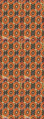 Kahverengi ve turuncu renklerde altın elementlerle geleneksel altın sarısı desen. Barok tarzında kusursuz bir doğulu süsü..