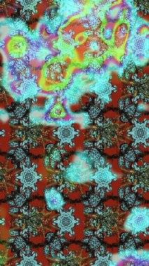 Arkaplan dokusu, duvar kağıdı, mavi renkli çiçek teması. Soyut etnik raster çizim kalıbı. Kabile sanatı boho baskısı, klasik çiçek arkaplanı.