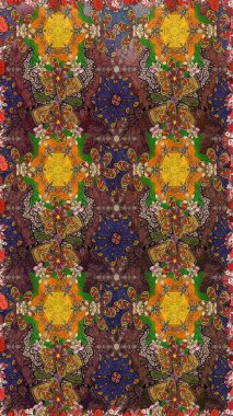 Kahverengi renkli çiçekler. Düz Çiçek Elementleri Tasarımı. Renkli Bahar Teması eskiz kalıbı. Sevimli çiçek raster deseni.