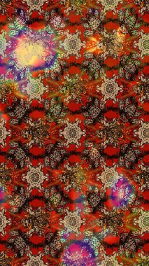 Raster illüstrasyonundaki çiçek desenli çizim. Suluboya tarzında kahverengi renkte çiçekler.