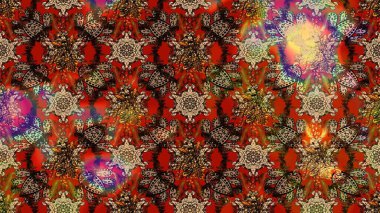 Raster illüstrasyonundaki çiçek desenli çizim. Suluboya tarzında kahverengi renkte çiçekler.