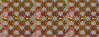 Kumaş, tekstil, duvar kağıdı baskısı için. Eski usul. Tomurcukları papatya çiçekleri olan sevimli bir çiçek deseni. Miles Fleur, süslü püslü bir süs. Raster illüstrasyonu. Taslak arkaplan.