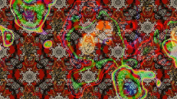 Vadinin çiçekleri kahverengi ve kırmızı renklerde. Çiçeksel çizim kalıbının çizimi.