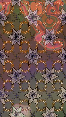 Raster deseni. Bahar çiçekleri dallı desen, kahverengi ve gri renkler çiçekli siluet.