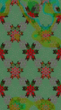 Yeşil renkli çiçekler. Çiçekli karalama şeklinde Raster çiçek deseni. Yumuşak, bahar çiçekli arka plan.