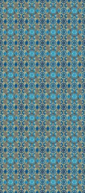 Altın antika ortaçağ dekoratifi, mavi, bej ve nötr renklerde yapraklar ve altın desenli süslemeleri olan pürüzsüz bir desen. Kusursuz kraliyet lüksü, altın barok kumaş rengi..