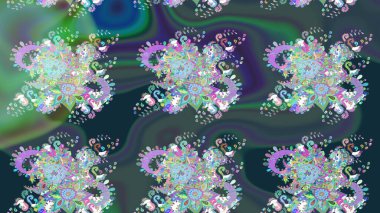 Çiçekli karalama şeklinde Raster çiçek deseni. Mavi renkli çiçekler. Nazik, sevimli çiçek arkaplanı..