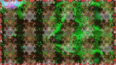 Küçük çiçekteki sevimli çiçek deseni. Yeşil ve gri renkte çiçekler.