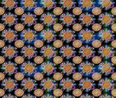 Çizim çiçek deseni duvar kâğıdı olarak kullanılabilir. Raster illüstrasyonu. Siyah renkte çiçekler.