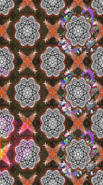 Modern, kahverengi ve gri raster arka plan duvar kağıdı çizimi, klasik çizgili desenli desenli çiçekler, çiçekli süsler. Çiçekli el çizimi çizimi deseni.