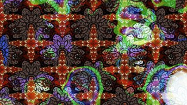 Raster güzel kumaş deseni çiziyor. Renkli Bahar Teması eskiz kalıbı. Çiçek deseni. Düz Çiçek Elementleri Tasarımı.