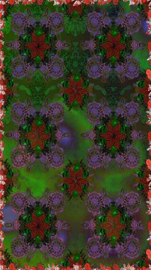 Küçük çiçekteki sevimli çiçek deseni. Varicologreen ve gri raster pürüzsüz illüstrasyon. Birçok yeşil ve gri soyut çiçekli tropikal, pürüzsüz desen.