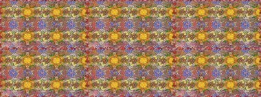 Motley illüstrasyonu. Çiçekli bahar çiçekleri. Küçük çiçekte güzel bir desen. Küçük renkli çiçekler. Moda baskıları için zarif bir şablon.