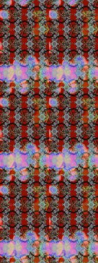 Çiçeksel çizim kalıbının yansıması. Vadinin çiçekleri gri ve kırmızı renklerde.