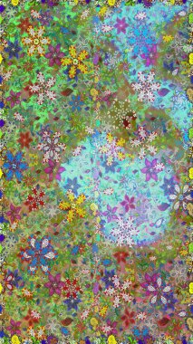 Suluboya efekti. Botanik seamless modeli. Organik öğeleri. Raster desen.