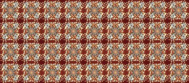 Süslü dekorasyon. Kırmızı, kahverengi ve bej renklerdeki altın desenli altın elementler. Lüks, kraliyet ve Viktorya dönemi konsepti. Raster klasik barok çiçeksiz altın desenli..