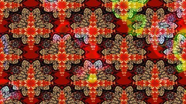 Raster illüstrasyonu. Kırmızı renkte çiçekler. Çiçekli çiçek deseni, suluboya. Düz Çiçek Elementleri Tasarımı. Renkli Bahar Teması çizim şablonu.