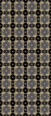 Barok tarzında altın çiçekli süs. Damask arkaplanı. Altın çiçekli, pürüzsüz desen. Gri, kahverengi ve bej renklerde altın bir element.