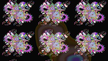 Halk tarzı. Moda baskıları için zarif bir şablon. Modern çiçek arkaplanı. Parlak renkli çiçekleri ve siyah yaprakları olan harika bir çiçek deseni..