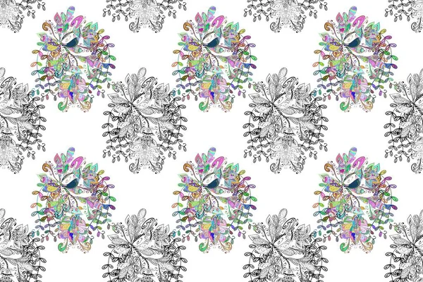 Çiçekli karalama şeklinde Raster çiçek deseni. Nazik, narin çiçek arkaplanı. Hoş renklerde çiçekler.