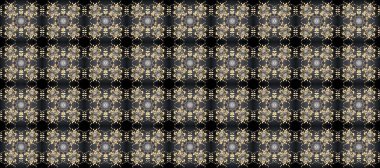 Altın rengi, kusursuz çizim. Raster geometrik arka plan. Altın desenli gri, bej ve kahverengi renklerde altın çiçekli elementler. Senin tasarımın için, duvar kağıdı..