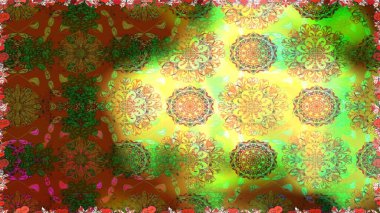 Kahverengi ve yeşil renkli çiçekler. Raster illüstrasyonunda kusursuz çiçek deseni.