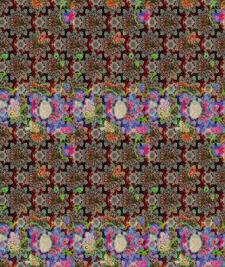 Raster stili kumaş deseni. Çiçekler suluboya çizim deseni.