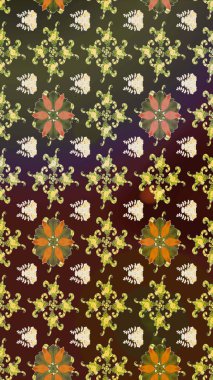 Kahverengi ve yeşil renkli çiçekler. Raster illüstrasyonunda çiçek deseni çizimi.