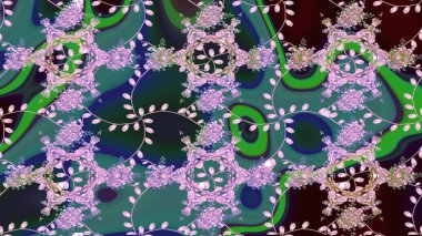 Küçük çiçekte güzel bir desen. Motley illüstrasyonu. Küçük renkli çiçekler. Moda baskıları için zarif bir şablon. Yeşil, nötr ve mavi çiçekli bahar çiçekleri.