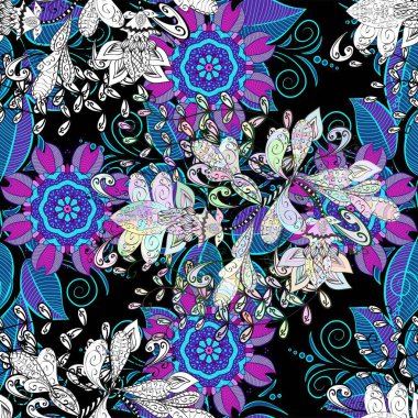 Çiçekli karalama şeklinde Raster çiçek deseni. Nazik, narin çiçek arkaplanı. Hoş renklerde çiçekler.