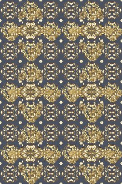 Altın elementlerle mavi ve kahverengi renklerde altın desen. Doğulu süsü. Kusursuz altın desen.