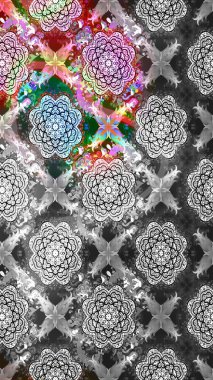 Düz Çiçek Elementleri Tasarımı. Renkli Yaz Temalı eskiz kalıbı. Gri ve nötr renkte çiçekler. Raster illüstrasyonunda çiçek deseni çizimi.