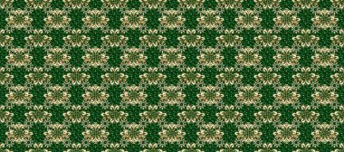 Arkaplan, kumaş, altın duvar kağıdı. Raster altın pürüzsüz desen. Düz elle çizilmiş klasik koleksiyon. Altın desenli mavi ve yeşil altın elementlerle.