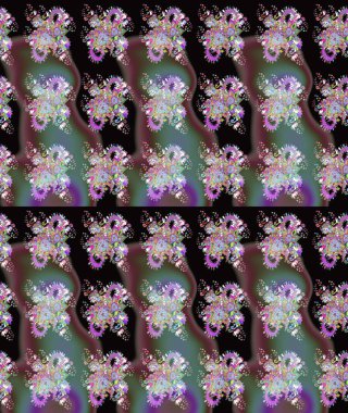 Ağaç dallı bahar çiçekleri ile desen, çiçek silueti ile siyah ve yeşil renkler. Raster deseni.