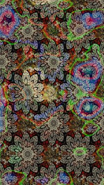 Güzel kumaş deseni. Bahar çiçekleriyle güzel bir çiçek deseni çizmişsin. Raster illüstrasyonu.