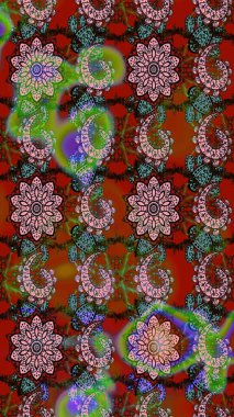 Raster deseni. Süslü kumaş deseni. Çiçekli çiçek deseni, suluboya..