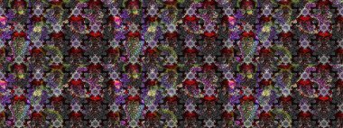 Siyah ve gri renklerde. Siyah ve gri renkte siyah ve gri papatya deseni. Raster illüstrasyonu.