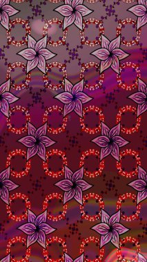 Mor renkli çiçekler. Raster illüstrasyonunda çiçek deseni çizimi.