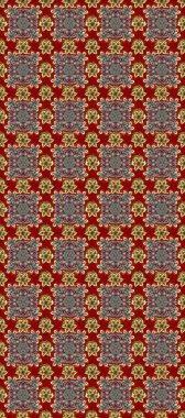 Kahverengi, kırmızı ve gri renklerde, altın elementli, pürüzsüz desenler. Şam tasarım için kusursuz desen.